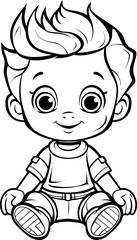 Baby boy emoji vector image, black and white coloring page