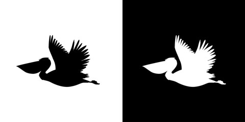 Pelicans silhouette icon. Animal icon. Black animal icon. Silhouette