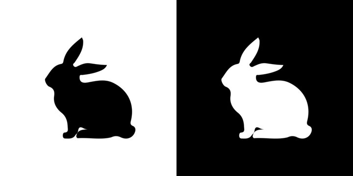 Rabbit silhouette icon. Animal icon. Black animal icon. Silhouette