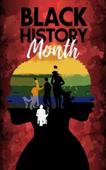 Fototapeta na wymiar Black History Month poster with a text title. African-American people's equality rights are celebrated. Watercolor style illustration. 