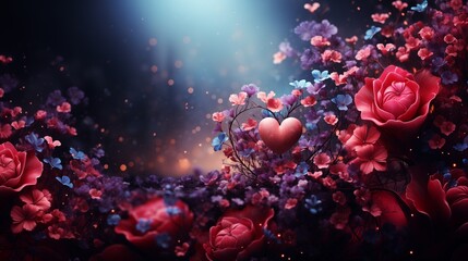 valentines day background. Symbols of love in shape of heart for greeting card design