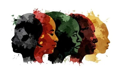 Black History Month poster. African-American people's equality rights are celebrated. Watercolor style illustration.  - obrazy, fototapety, plakaty