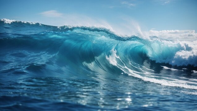 photo of a view of clear blue waves in a beautiful ocean made by AI generative