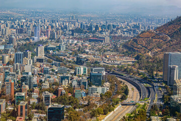 Fototapeta na wymiar aerial view of the city Cerro San Cristóbal Santiago Chile
