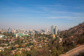 view of downtown city Cerro San Cristóbal Santiago Chile