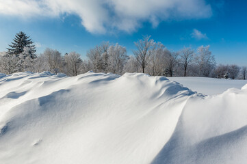 Lao Rik soft rime landscape, northwest of Zhenbong Mountain, at the junction of Helong city and Antu County, Yanbian Korean Autonomous Prefecture, Jilin Province, China