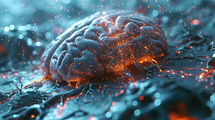 Neural Activity in Human Brain Concept. Created with Generative AI