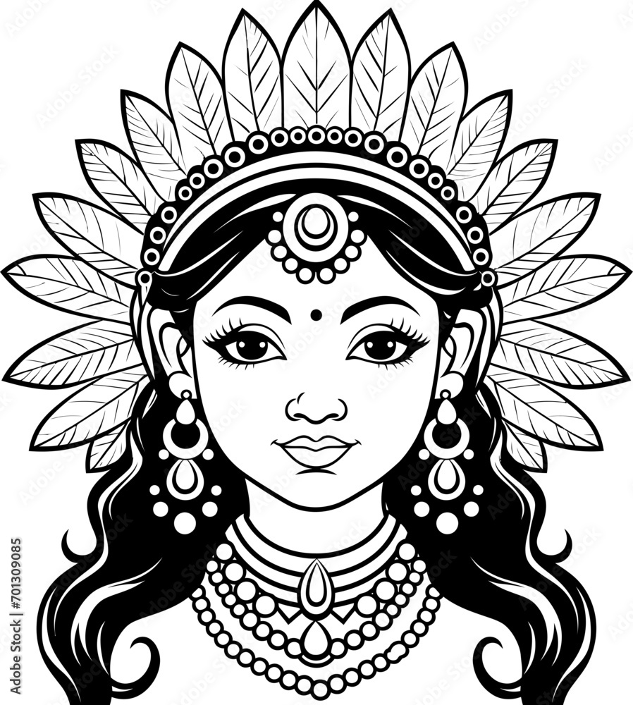 Wall mural indian face lady vector stock photo