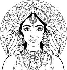 Indian face lady vector stock photo