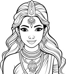 Indian face lady vector stock photo