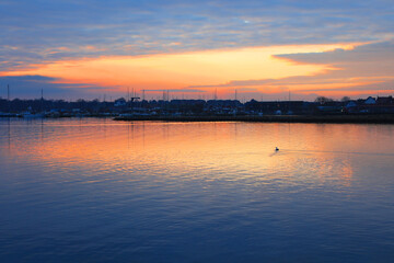 Fototapeta na wymiar Sunset over Nykobing Mors in northern Jutland, Denmark