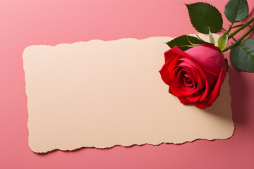 Copy space with rose. Generative AI