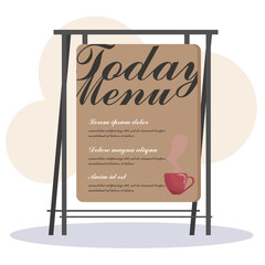 Vector illustration hanging menu with woods ornament