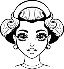 Makeup girl face vector image, coloring page