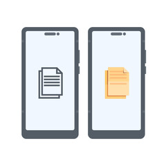 Mobile phone, smartphone with document file icon. Flat design style. Technology vector illustration