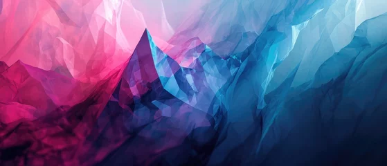 Papier Peint photo Montagnes Pink to blue gradient on a geometric, polygonal abstract background.