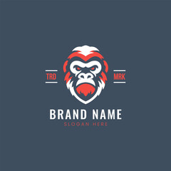 Vintage gorilla mascot vector logo design. Retro minimalist monkey head illustration as company brand identity. Vector illustration.