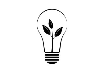 Light Bulb with Green leaf. Save Energy Logo Symbol. Green Energy or Renewable Energy. Eco- Friendly Concept. 