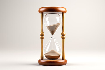 Classical wooden sand hourglass on white background. Time measurement concept