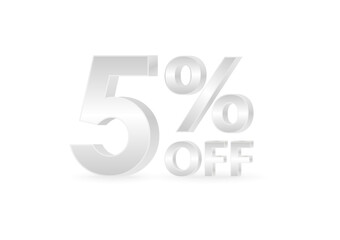 5% or 5 Percent Off Sale Discount. 5% for Banner, Poster or Advertising. Vector Illustration. 