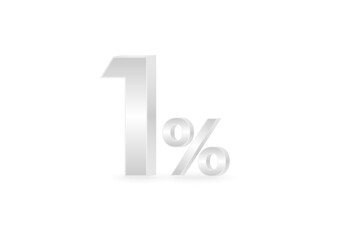 1% or 1 Percent Off Sale Discount. 1% for Banner, Poster or Advertising. Vector Illustration. 