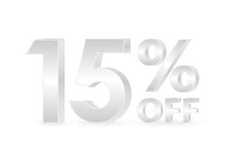 15% or 15 Percent Off Sale Discount. 15% for Banner, Poster or Advertising. Vector Illustration. 