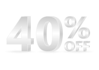 40% or 40 Percent Off Sale Discount. 40% for Banner, Poster or Advertising. Vector Illustration. 