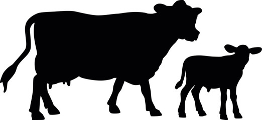 Cow and Calf SVG Cut File for Cricut and Silhouette, EPS ,Vector, PNG , JPEG, Zip Folder