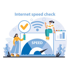 Wi-Fi network. Specialist setting up, developing and maintaining wireless fidelity equipment. Secure connection configuration. Flat vector illustration