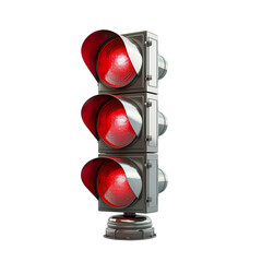 red traffic light on white