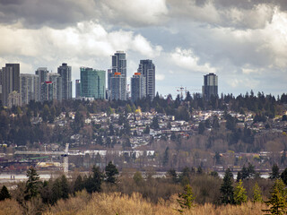 Surrey downtown view on cloudy sky background