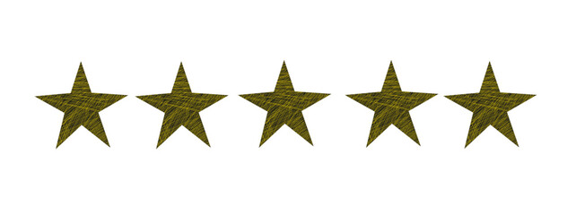 Five star feedback doodle. Sketch grunge style. Isolated vector illustration.