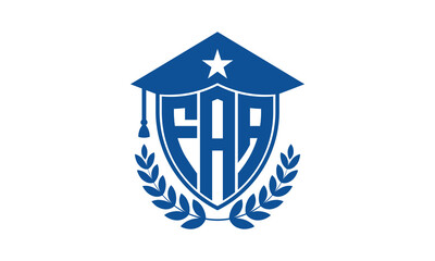 FAA three letter iconic academic logo design vector template. monogram, abstract, school, college, university, graduation cap symbol logo, shield, model, institute, educational, coaching canter, tech
