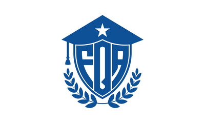 FQA three letter iconic academic logo design vector template. monogram, abstract, school, college, university, graduation cap symbol logo, shield, model, institute, educational, coaching canter, tech