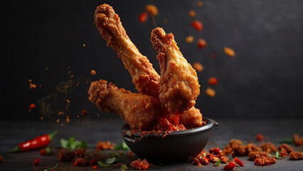 Tempting Fried Chicken Drumstick Showered in Crunchy Chili Paper