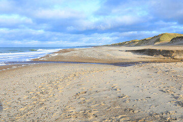 Idyllic sand beach in Thy National Park near Hanstholm in Jutland, Denmark