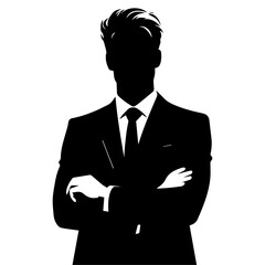Business man pose vector silhouette black color, professional business man pose vector