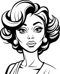 Woman girl cute face emoji, coloring page