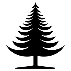 Pine Tree vector silhouette black color 19