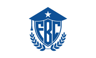 FBC three letter iconic academic logo design vector template. monogram, abstract, school, college, university, graduation cap symbol logo, shield, model, institute, educational, coaching canter, tech