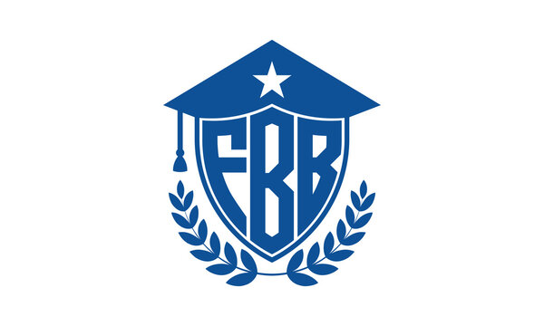 FBB three letter iconic academic logo design vector template. monogram, abstract, school, college, university, graduation cap symbol logo, shield, model, institute, educational, coaching canter, tech