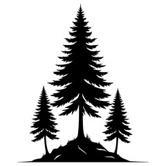 Pine Tree vector silhouette black color 19