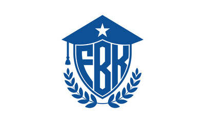 FBK three letter iconic academic logo design vector template. monogram, abstract, school, college, university, graduation cap symbol logo, shield, model, institute, educational, coaching canter, tech