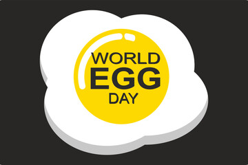 World Egg Day horizontal banner isolated on a blue background. Egg Day poster, banner. Vector Illustration design.