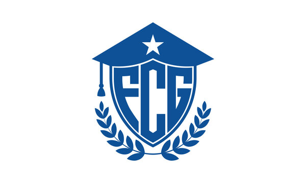 FCG three letter iconic academic logo design vector template. monogram, abstract, school, college, university, graduation cap symbol logo, shield, model, institute, educational, coaching canter, tech