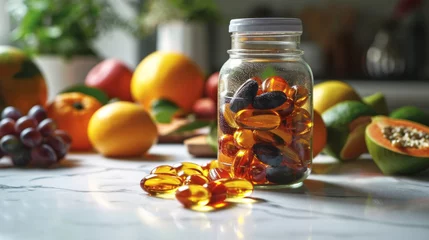 Wandcirkels aluminium healthy vegetables and fruits as a substitute for medicine © lastfurianec