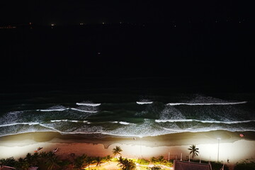 Aerial View, Night View of Man Thai Beach in Da Nang, Vietnam - ベトナム ダナン マン...