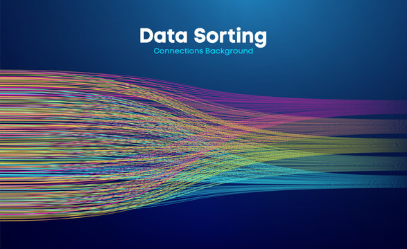 Data sorting colorful lines background. Data flow technology illustration