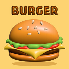 3D Burger Vector Illustration