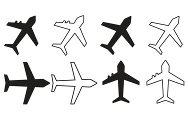 Plane vector icon in modern flat style isolated. Collection of vector symbol on white background. Airplane icon symbol isolated . Vector illustration.